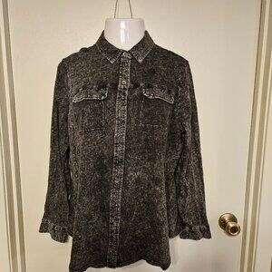 Rock & Republic Stone Washed Black Button-Down Long Sleeve Shirt